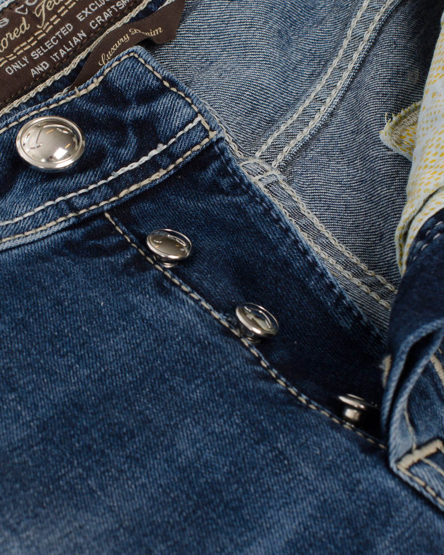 Homme | Jeans | Jacob Cohën | 622 Washed Slim Jeans Mid Blue/Kit Label