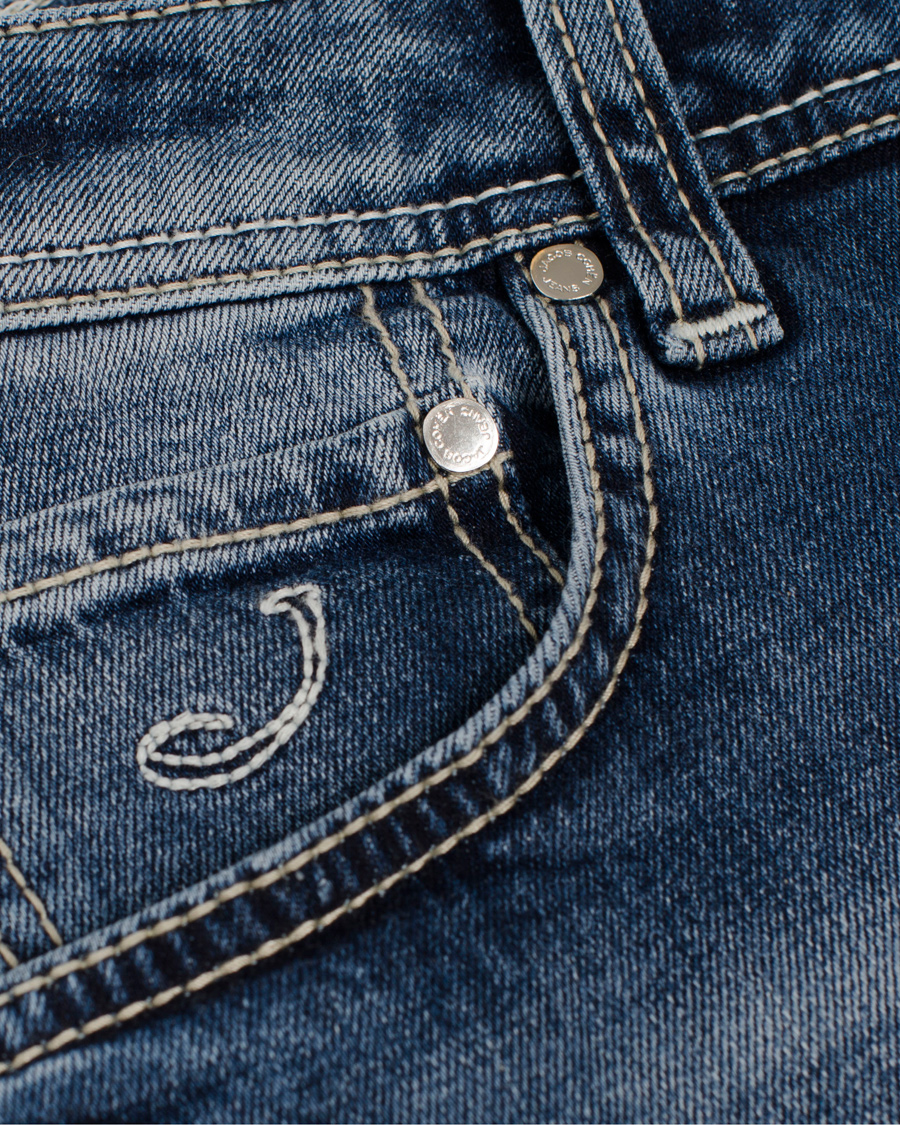 Homme | Jeans | Jacob Cohën | 622 Washed Slim Jeans Mid Blue/Kit Label