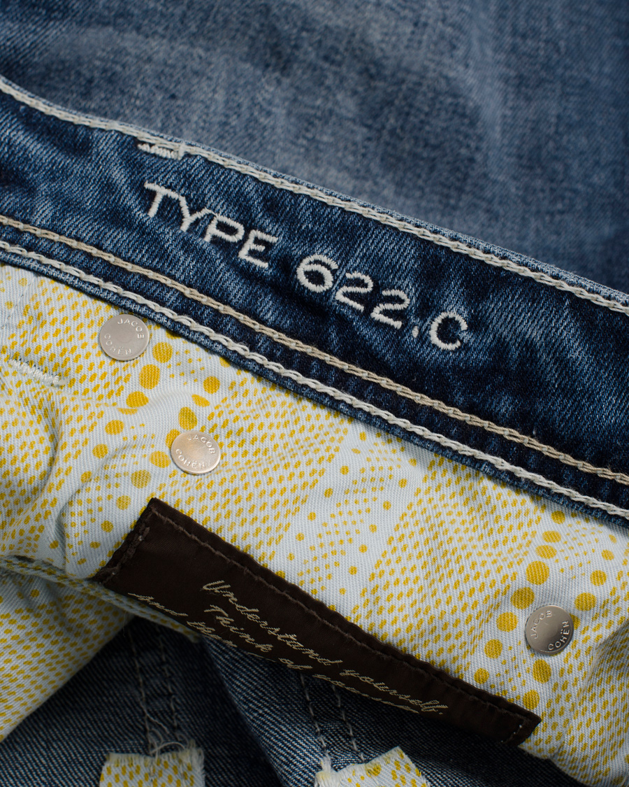 Homme | Jeans | Jacob Cohën | 622 Washed Slim Jeans Mid Blue/Kit Label