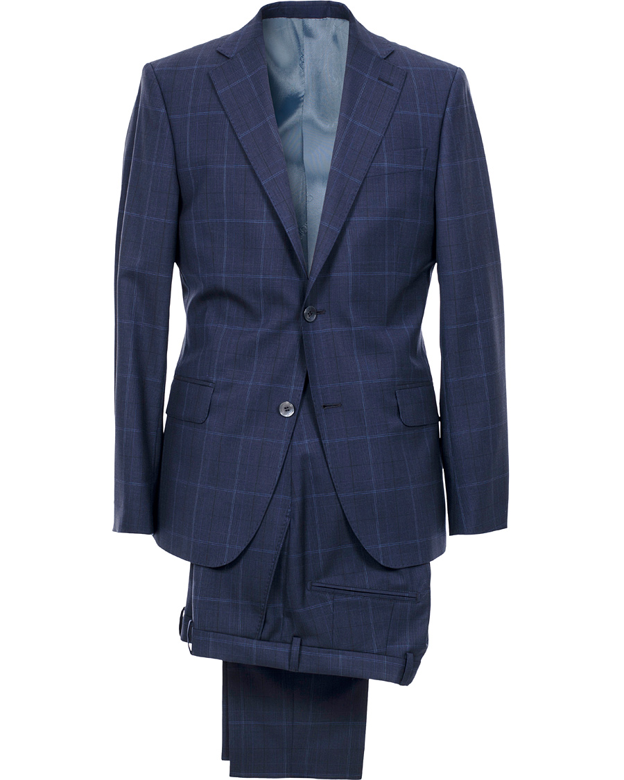 Homme | Costumes | Oscar Jacobson | Edmund Window Pane Reda Suit Dark Blue
