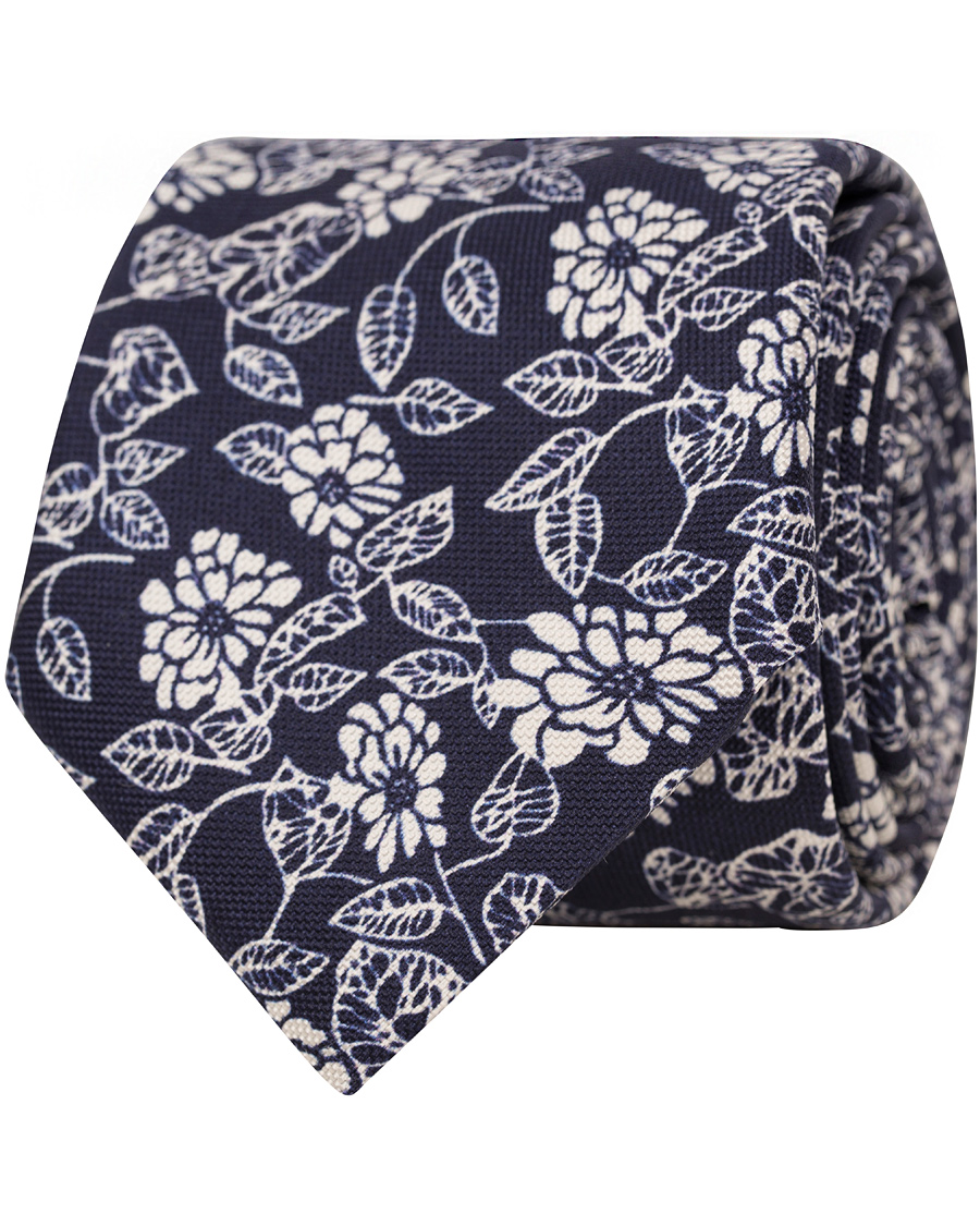 Homme | Eton Flower Tie 7 cm Navy | Eton | Flower Tie 7 cm Navy