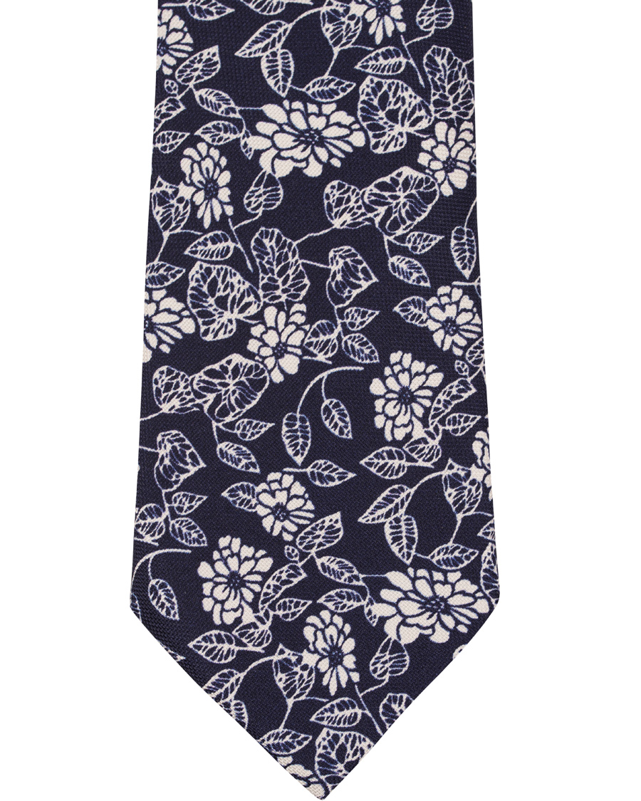 Homme | Eton Flower Tie 7 cm Navy | Eton | Flower Tie 7 cm Navy