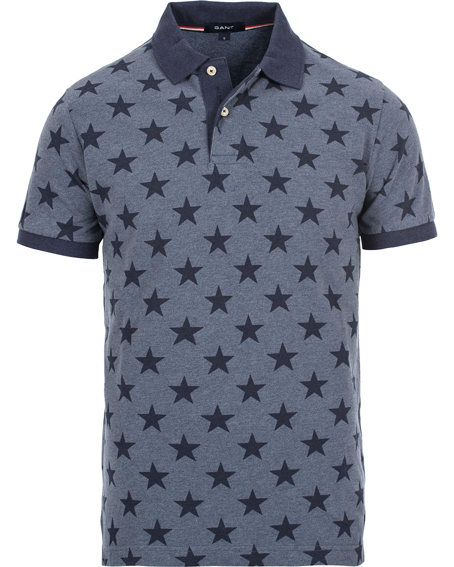 Heren | Polo's | GANT | Stars AOP Pique Rugger Bluebell Melange