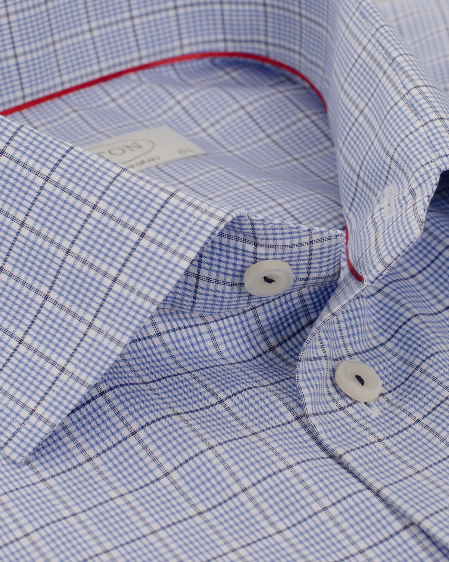 Homme | Chemises | Eton | Contemporary Fit Shirt Red Ribbon Check Blue