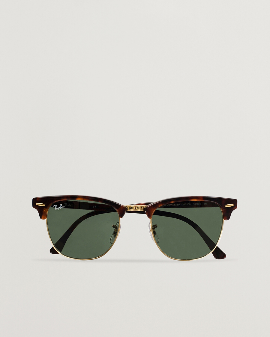 Heren | Zonnebrillen | Ray-Ban | Clubmaster Sunglasses Mock Tortoise/Crystal Green