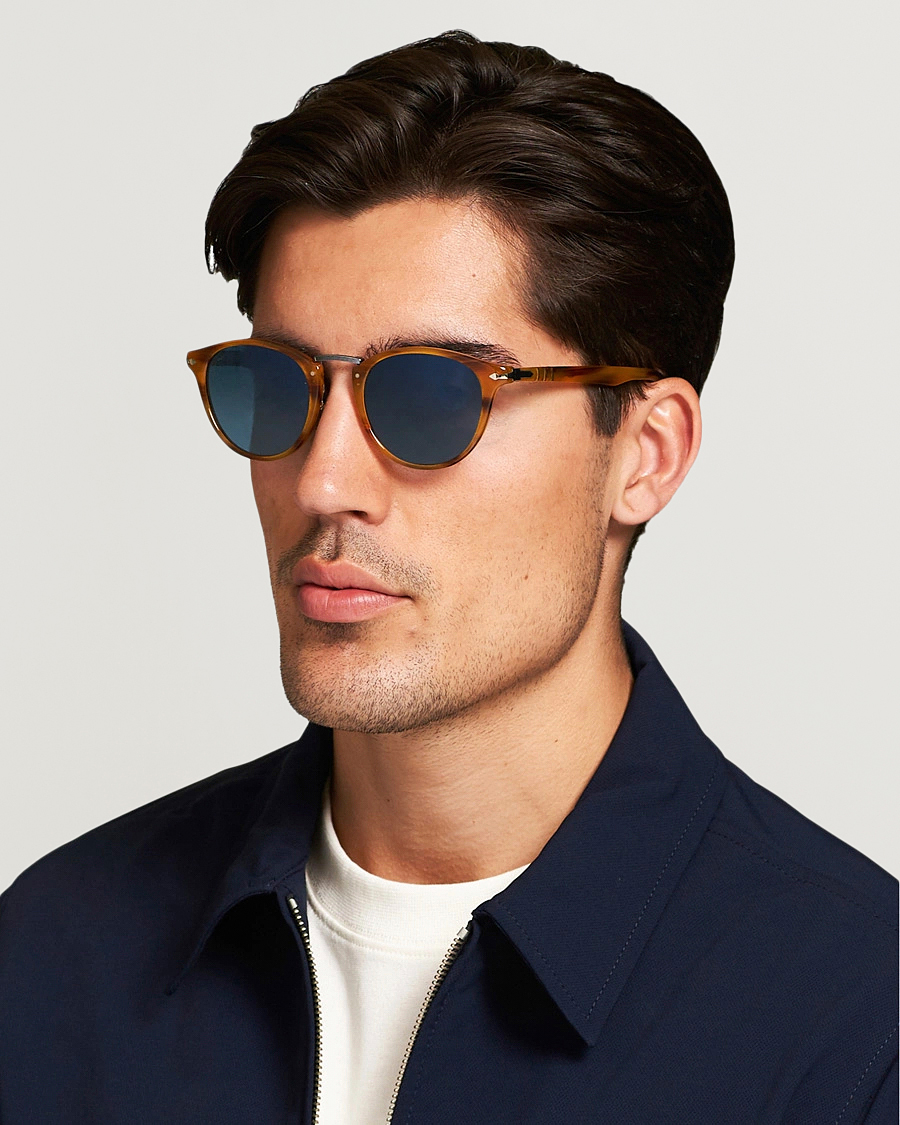 Homme | Persol 0PO3108S Polarized Sunglasses Striped Brown/Gradient Blue | Persol | 0PO3108S Polarized Sunglasses Striped Brown/Gradient Blue