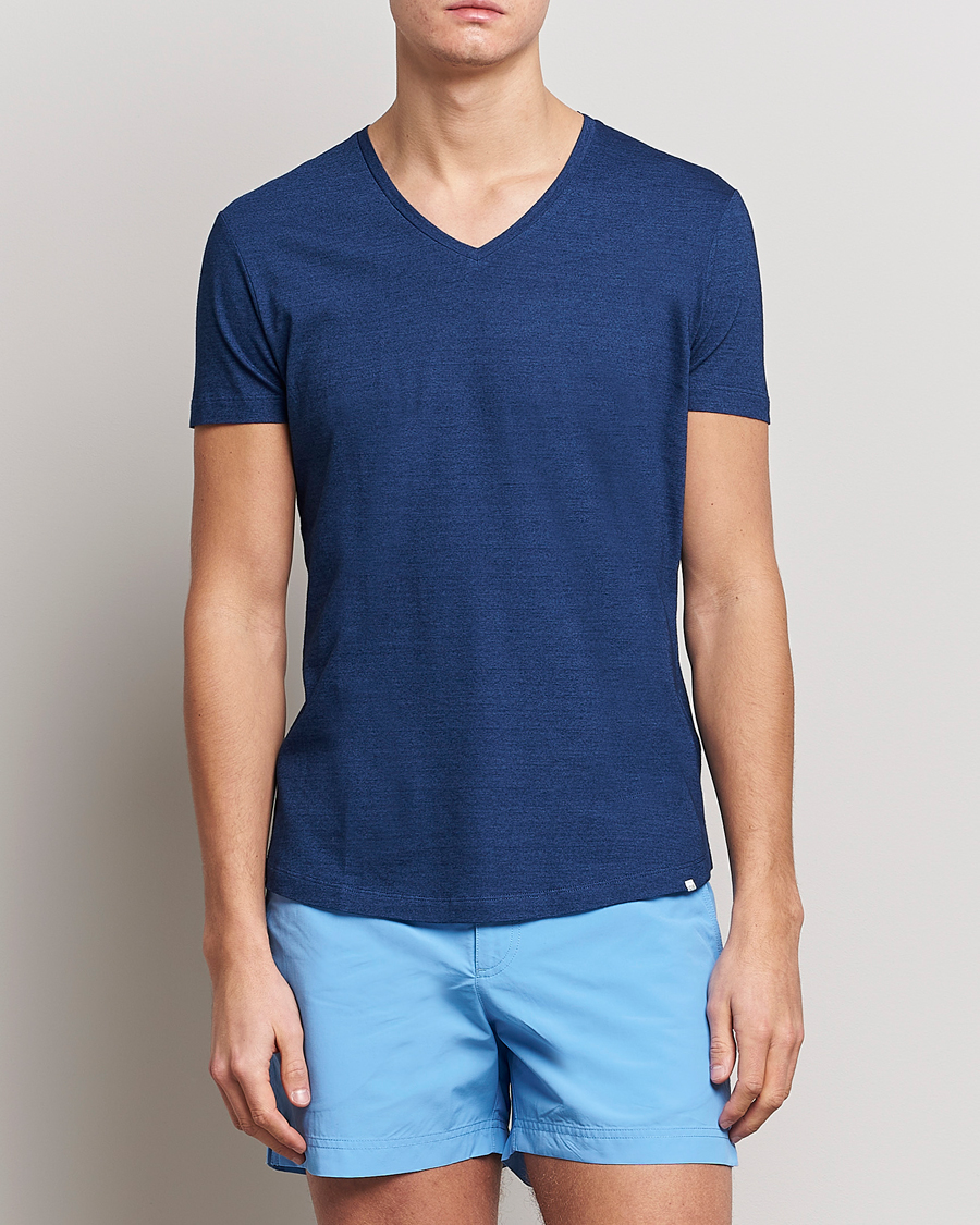 Homme | T-shirts | Orlebar Brown | OB V-Neck Tee Denim Pigment