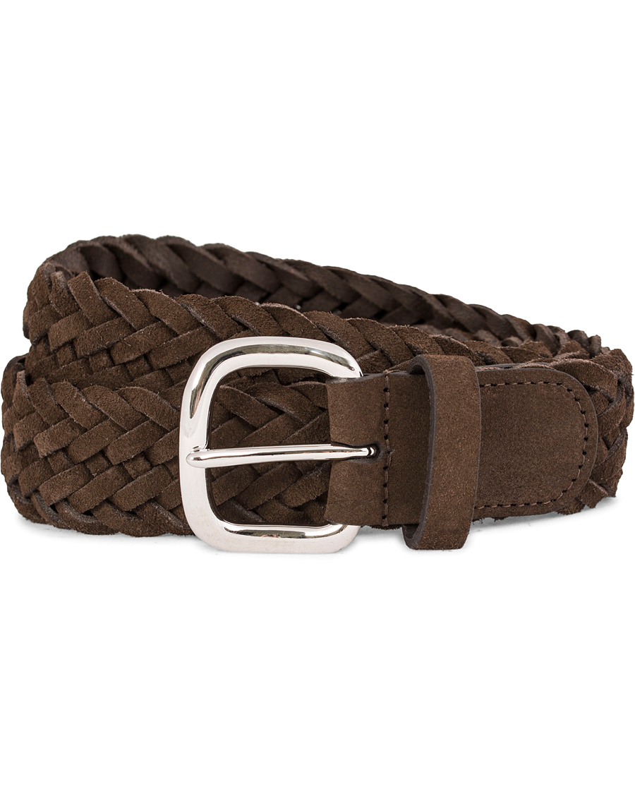 Homme | Anderson's Braided Suede Belt 3,5 cm Brown | Anderson's | Braided Suede Belt 3,5 cm Brown