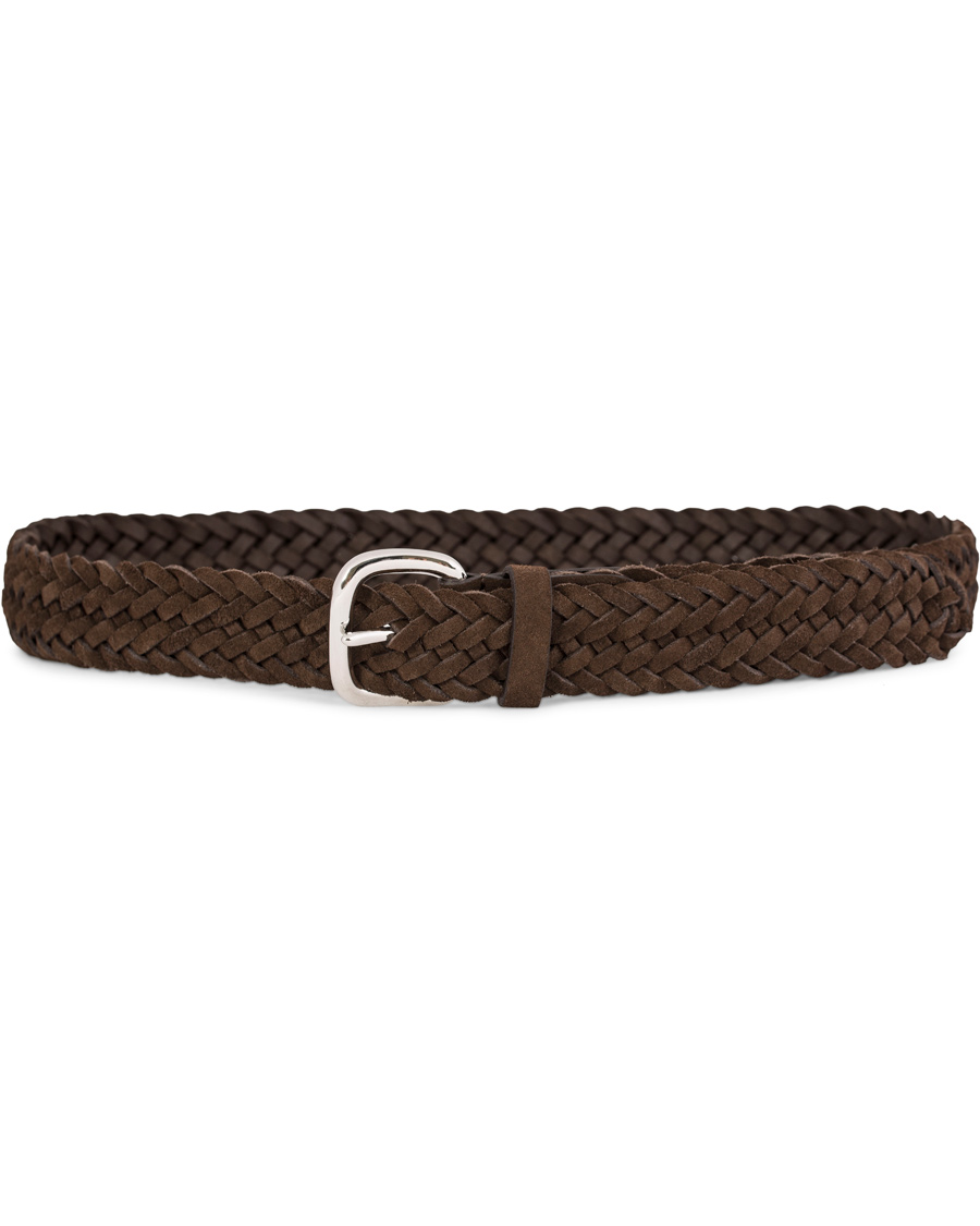 Homme | Anderson's Braided Suede Belt 3,5 cm Brown | Anderson's | Braided Suede Belt 3,5 cm Brown