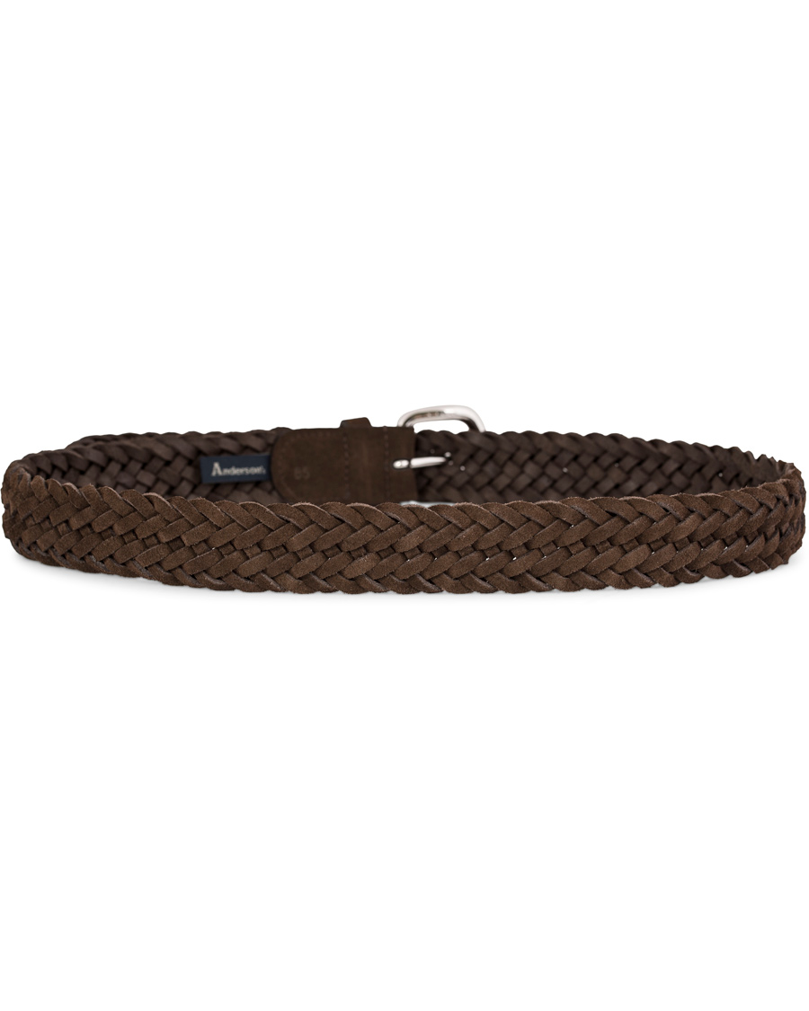 Homme | Anderson's Braided Suede Belt 3,5 cm Brown | Anderson's | Braided Suede Belt 3,5 cm Brown