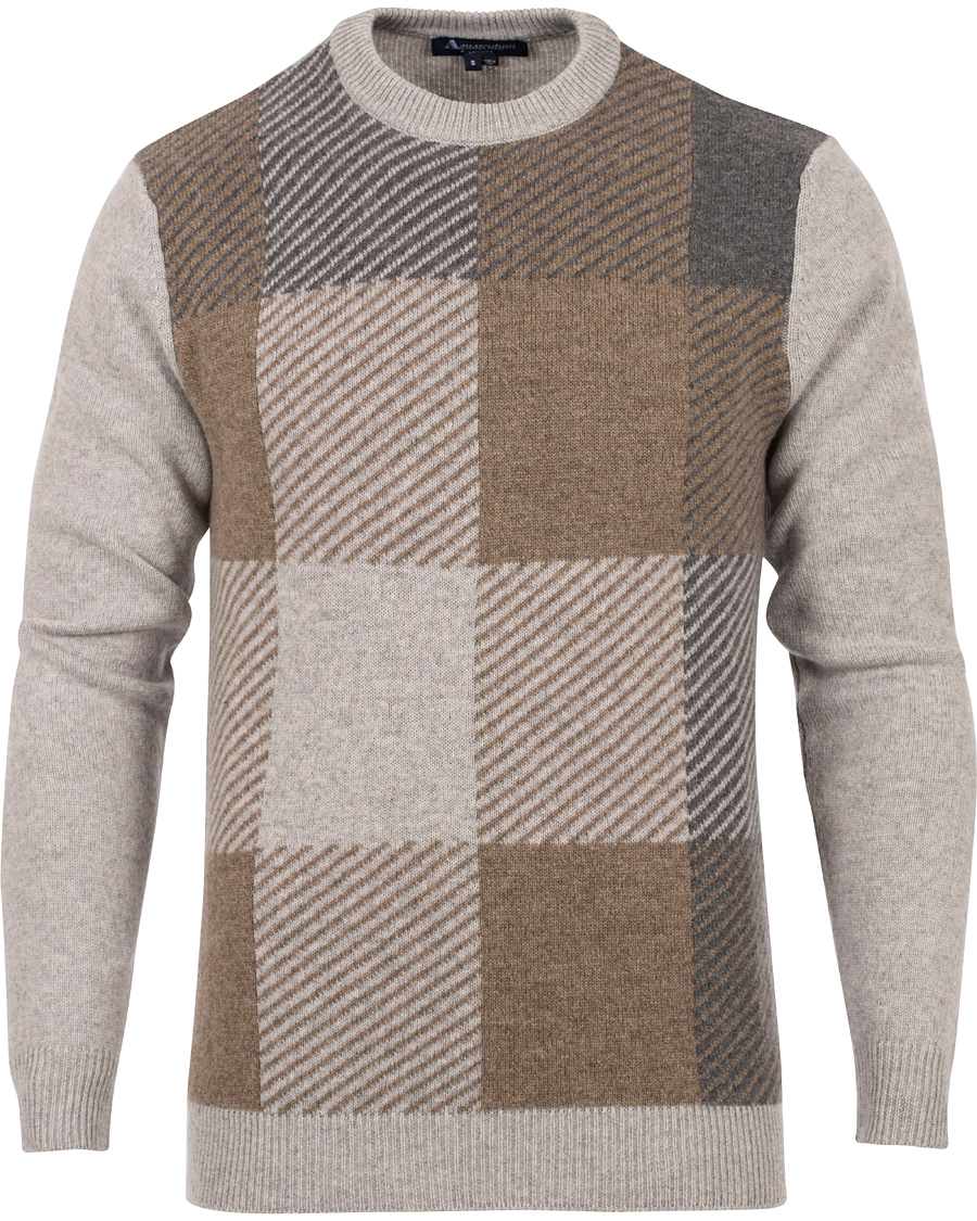 Heren | Truien | Aquascutum | Freddie Club Check Intarsia Knit Sweater Vicuna