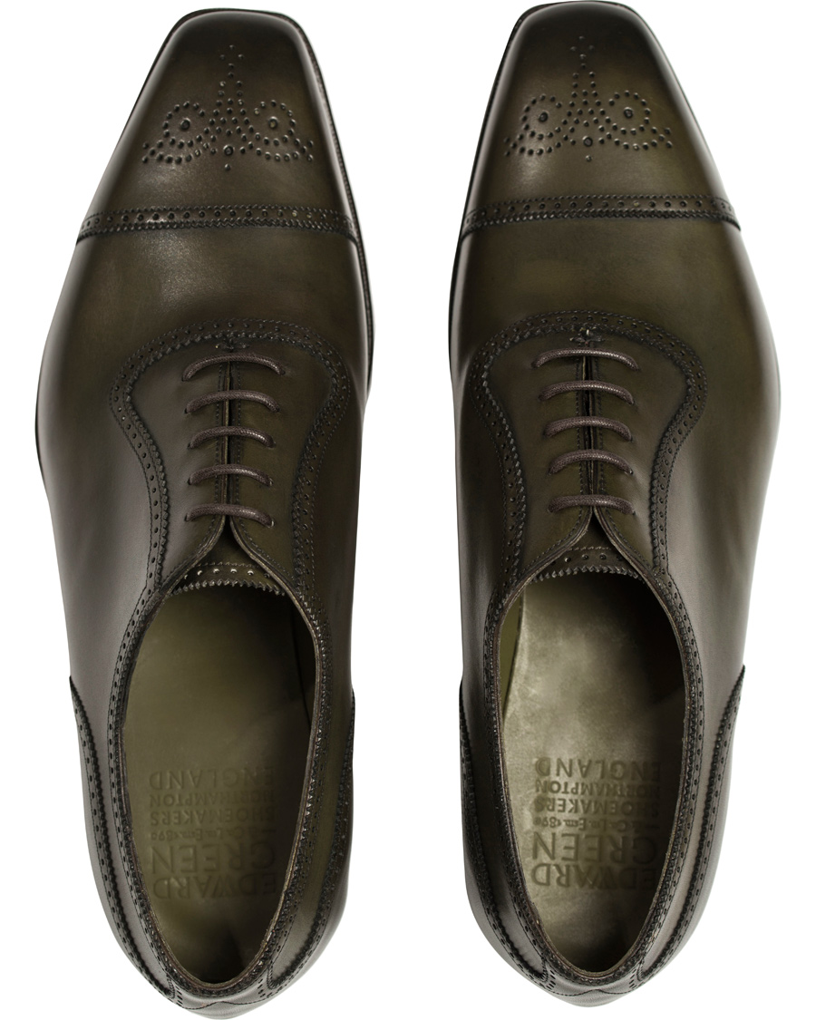 Heren | Edward Green Lichfield II Brogue Olive Antique Calf | Edward Green | Lichfield II Brogue Olive Antique Calf