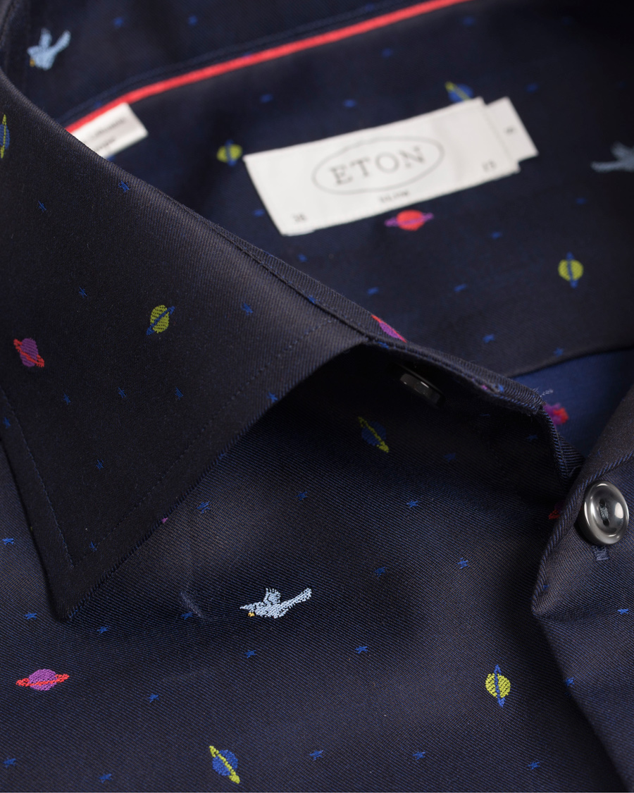 Homme | Chemises | Eton | Slim Fit Shirt Red Ribbon Planet Navy