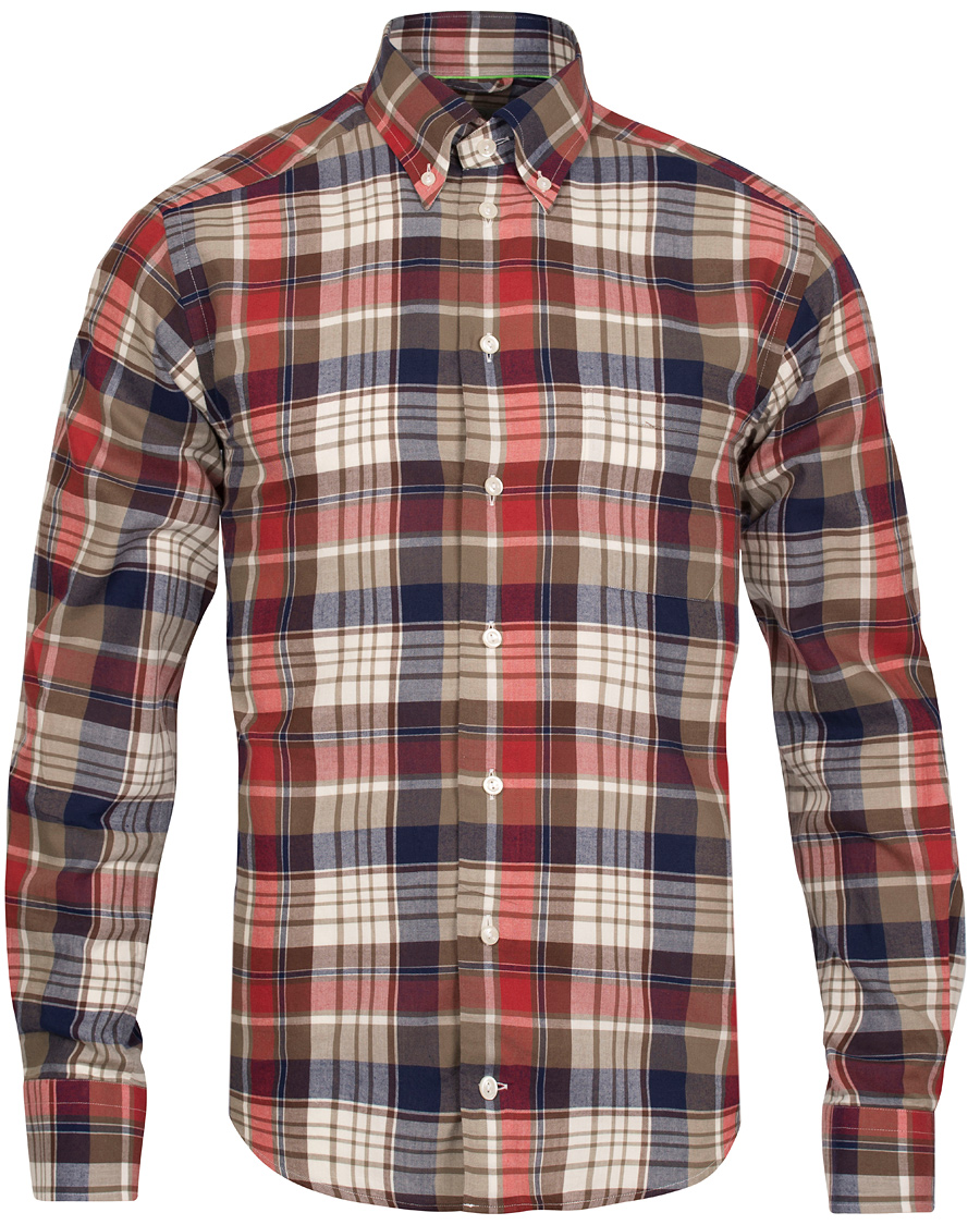 Homme | Chemises | Eton | Slim Fit Shirt Green Ribbon Flannel Red