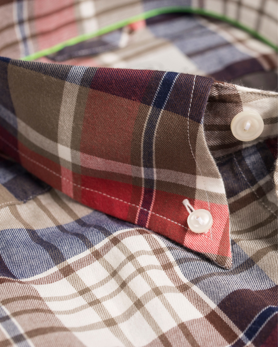 Homme | Chemises | Eton | Slim Fit Shirt Green Ribbon Flannel Red