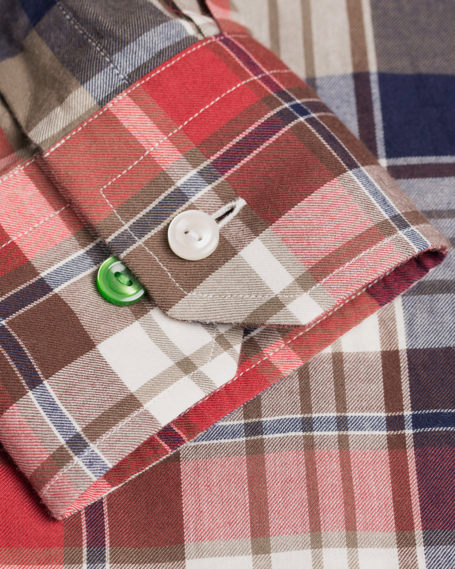 Homme | Chemises | Eton | Slim Fit Shirt Green Ribbon Flannel Red