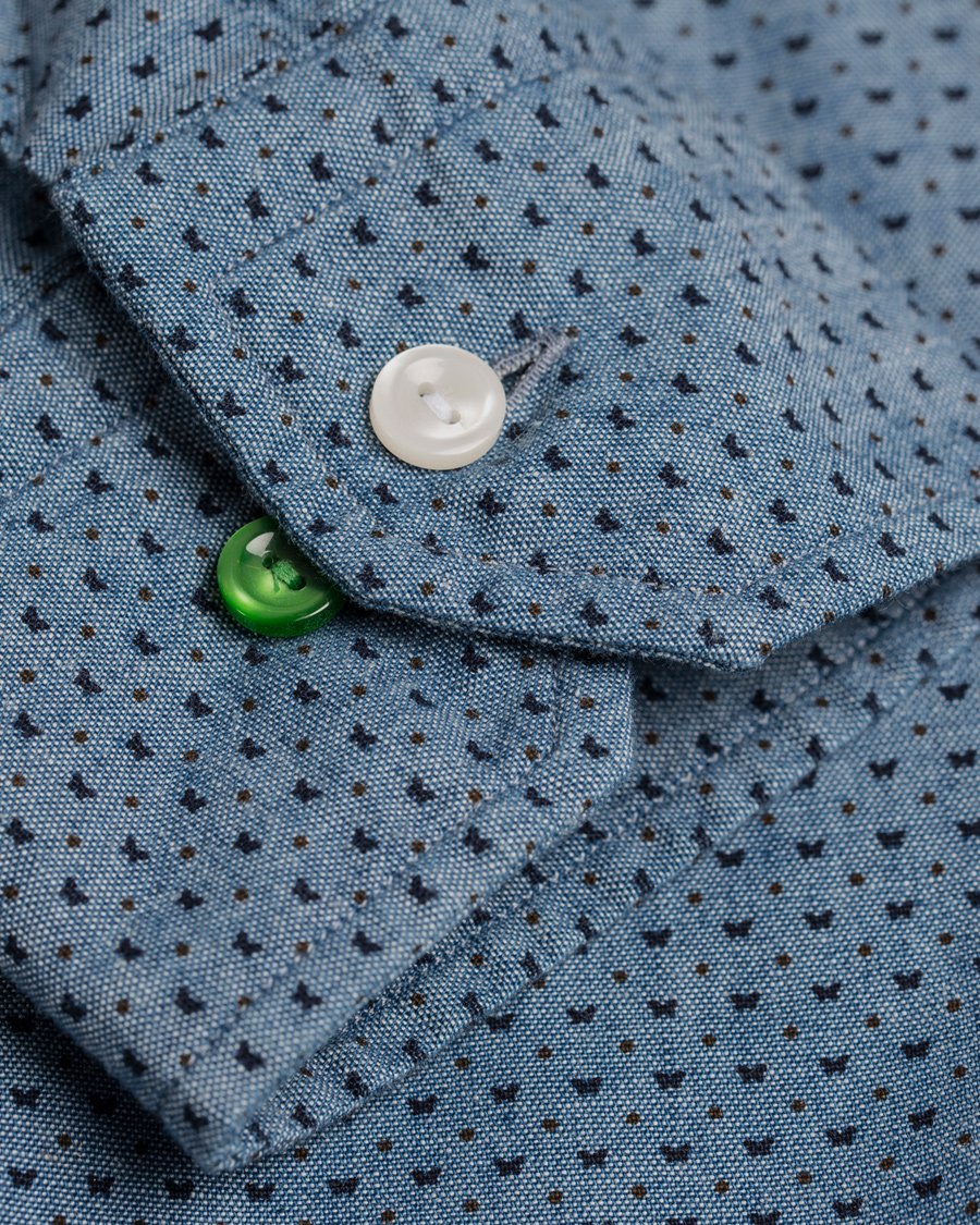 Homme | Chemises | Eton | Slim Fit Shirt Green Ribbon Indigo Blue