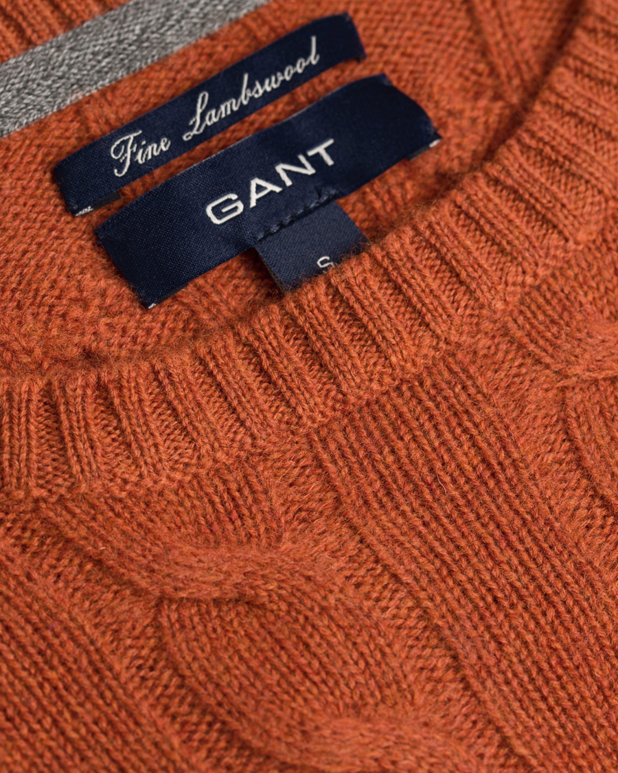 Heren | Truien | GANT | Lambswool Cable Crew Rust Melange
