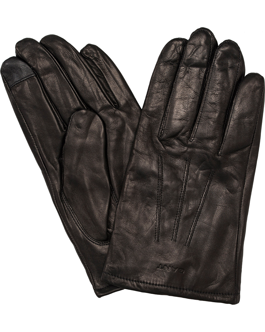 Heren | GANT Touch Screen Leather Gloves Black | GANT | Touch Screen Leather Gloves Black