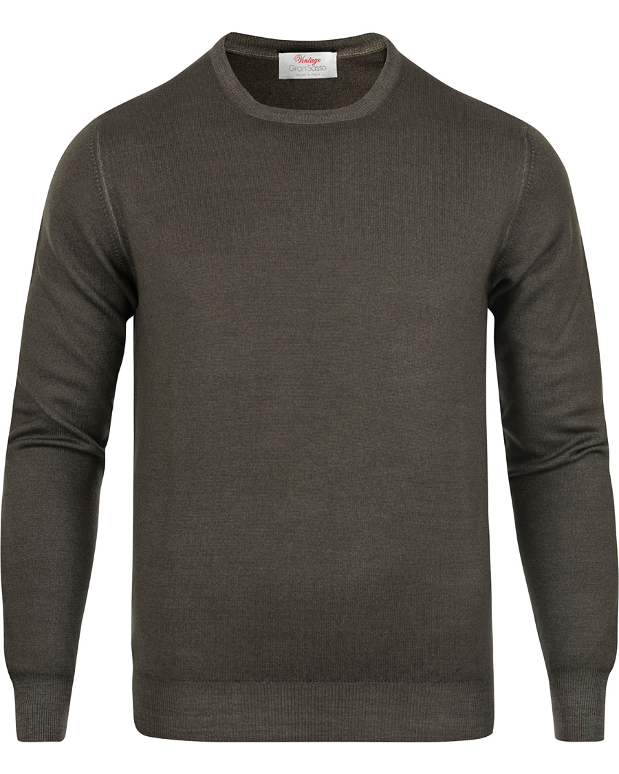 Heren | Truien | Gran Sasso | Merino Vintage Fashion Fit Pullover Moss Green