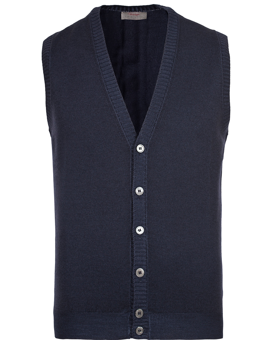 Heren | Truien | Gran Sasso | Merino Fashion Fit Vintage Gilet Navy
