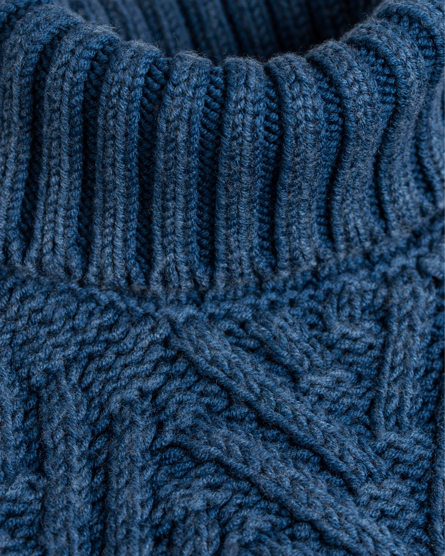 Heren | Truien | Gran Sasso | Structured Lambswool Roll Neck Blue
