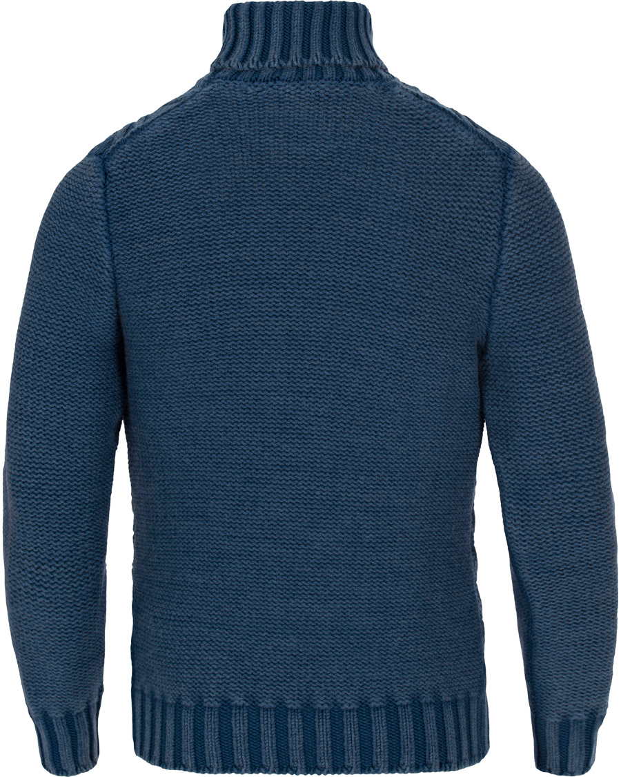 Heren | Truien | Gran Sasso | Structured Lambswool Roll Neck Blue