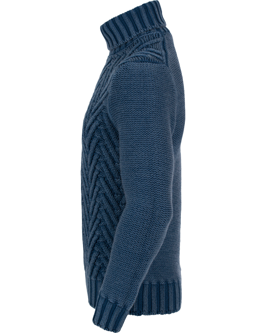 Heren | Truien | Gran Sasso | Structured Lambswool Roll Neck Blue