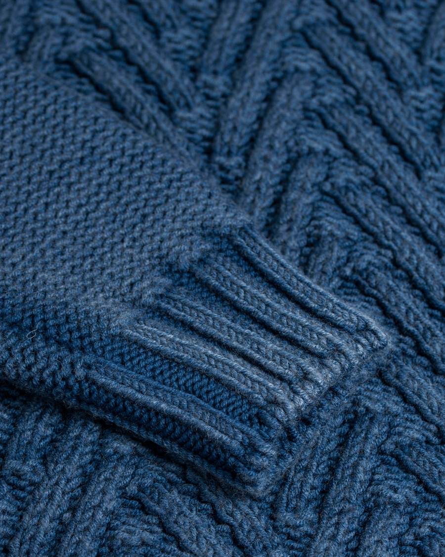 Heren | Truien | Gran Sasso | Structured Lambswool Roll Neck Blue