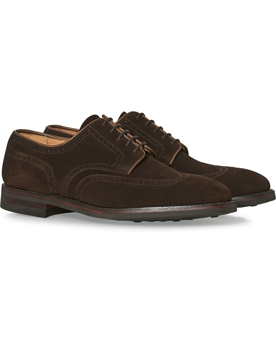 Homme | Crockett & Jones Swansea Brogue Dark Brown Suede | Crockett & Jones | Swansea Brogue Dark Brown Suede