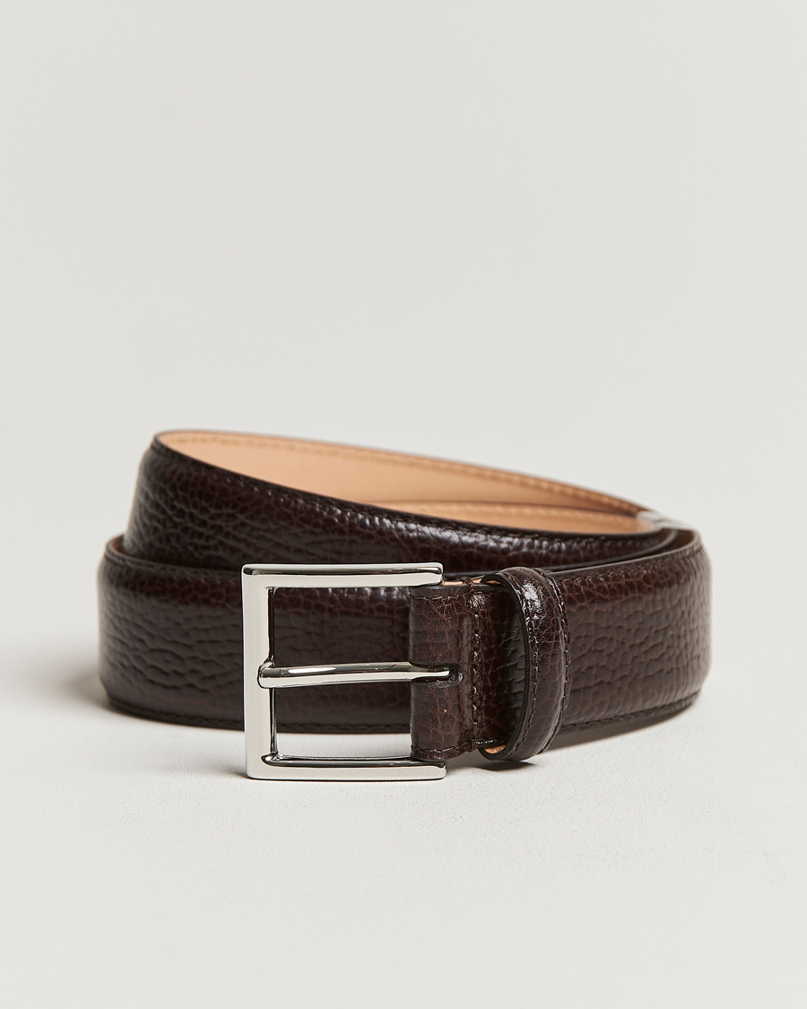 Homme | Ceintures | Crockett & Jones | Belt 3,5 cm Dark Brown Grained Calf