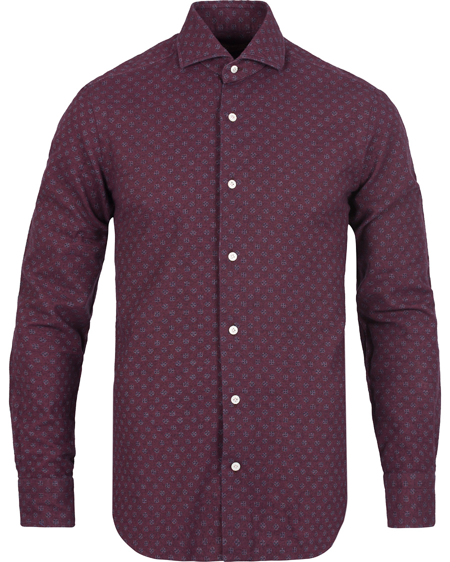 Heren | Overhemden | Barba Napoli | Dandylife Printed Slim Fit Shirt Bordeaux