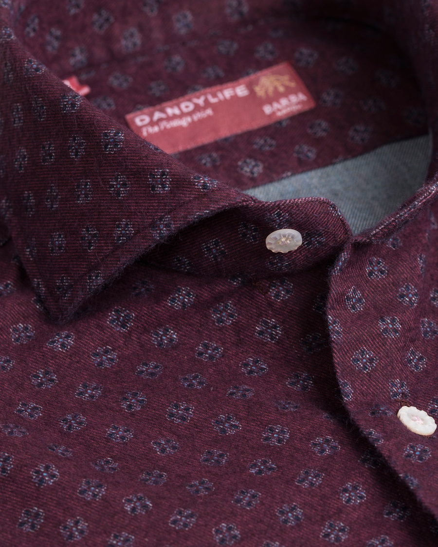 Heren | Overhemden | Barba Napoli | Dandylife Printed Slim Fit Shirt Bordeaux