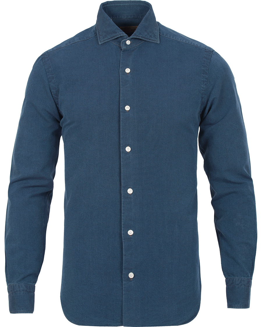 Homme | Chemises | Barba Napoli | Dandylife Denim Slim Fit Shirt Dark Wash