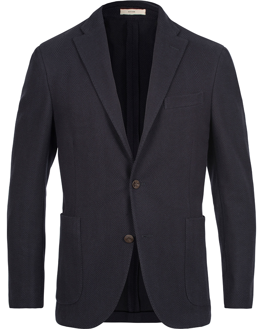 Heren | Blazers | Boglioli | Dover Patch Pocket Herringbone Blazer Navy