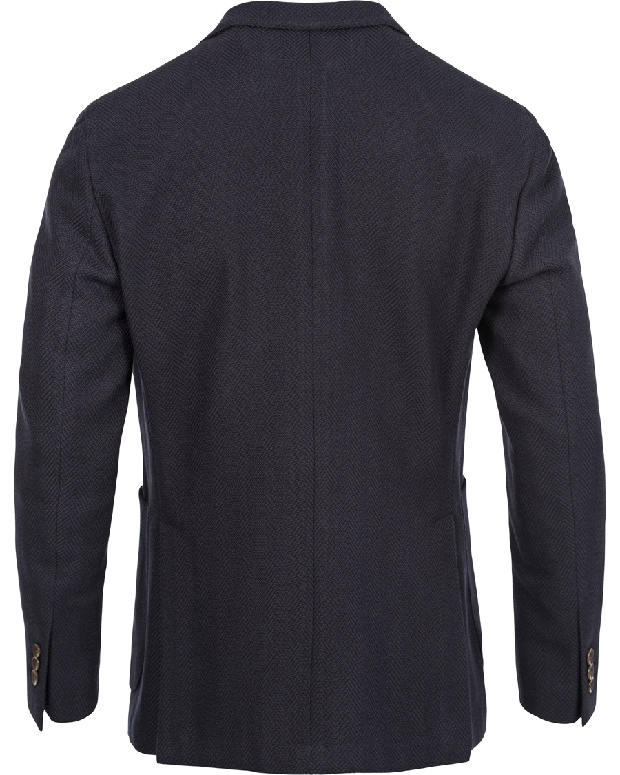 Heren | Blazers | Boglioli | Dover Patch Pocket Herringbone Blazer Navy