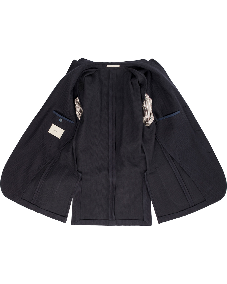 Heren | Blazers | Boglioli | Dover Patch Pocket Herringbone Blazer Navy