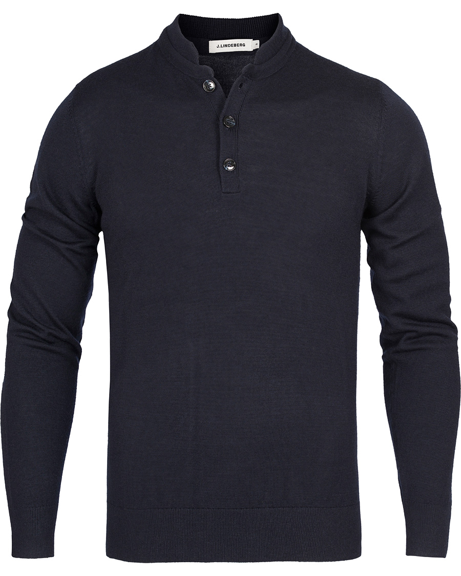 Homme | Pulls Et Tricots | J.Lindeberg | Henri Merino Button Pullover Dark Navy