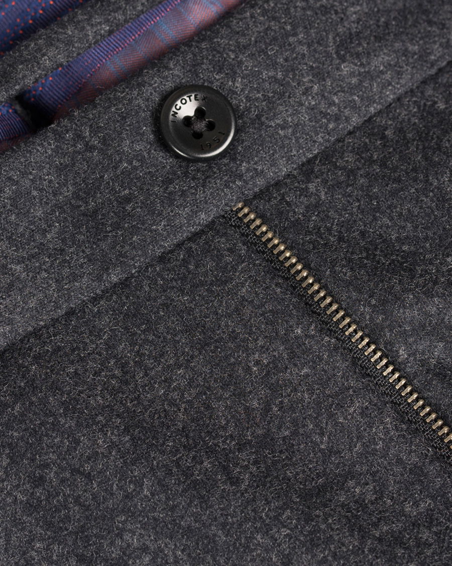 Homme | Pantalons | Incotex | Super 100's Flannel Trousers Dark Grey