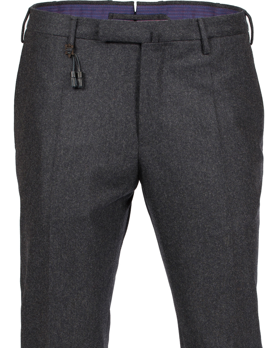 Homme | Pantalons | Incotex | Super 100's Flannel Trousers Dark Grey