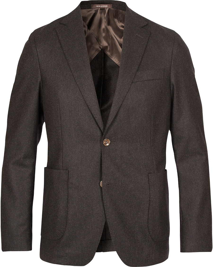 Homme | Blazers | Oscar Jacobson | Einar Flannel Blazer Dark Brown 46