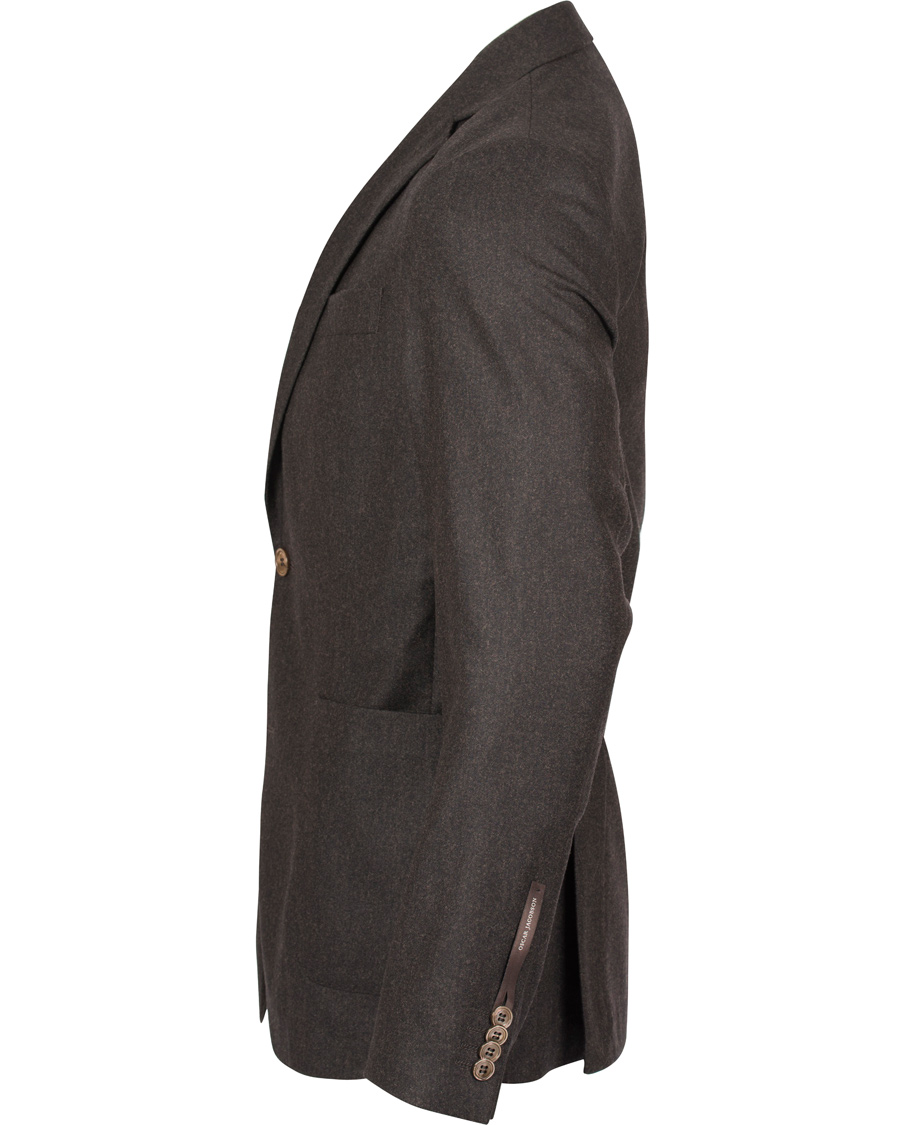 Homme | Blazers | Oscar Jacobson | Einar Flannel Blazer Dark Brown 46
