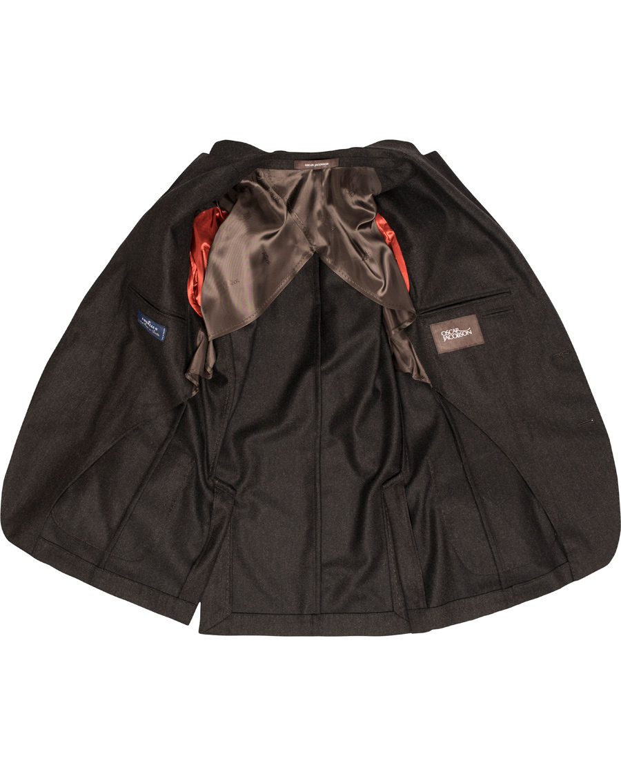 Homme | Blazers | Oscar Jacobson | Einar Flannel Blazer Dark Brown 46
