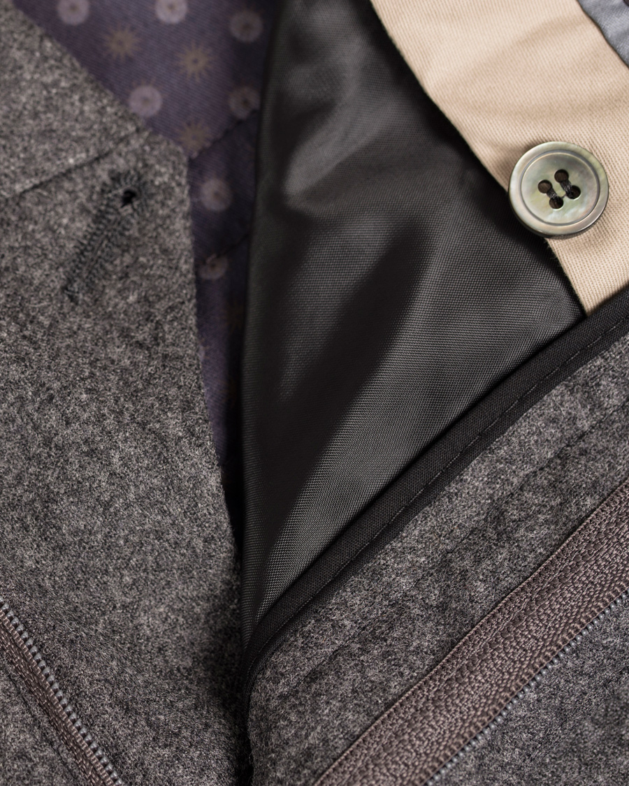 Heren | Broeken | Oscar Jacobson | Dean Turn Up Flanel Trousers Dark Grey