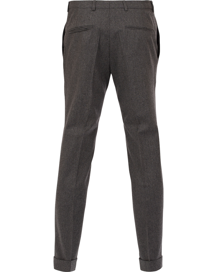 Heren | Broeken | Oscar Jacobson | Dean Turn Up Flanel Trousers Dark Grey