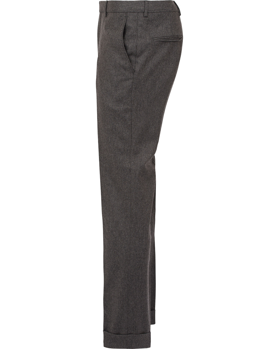 Heren | Broeken | Oscar Jacobson | Dean Turn Up Flanel Trousers Dark Grey