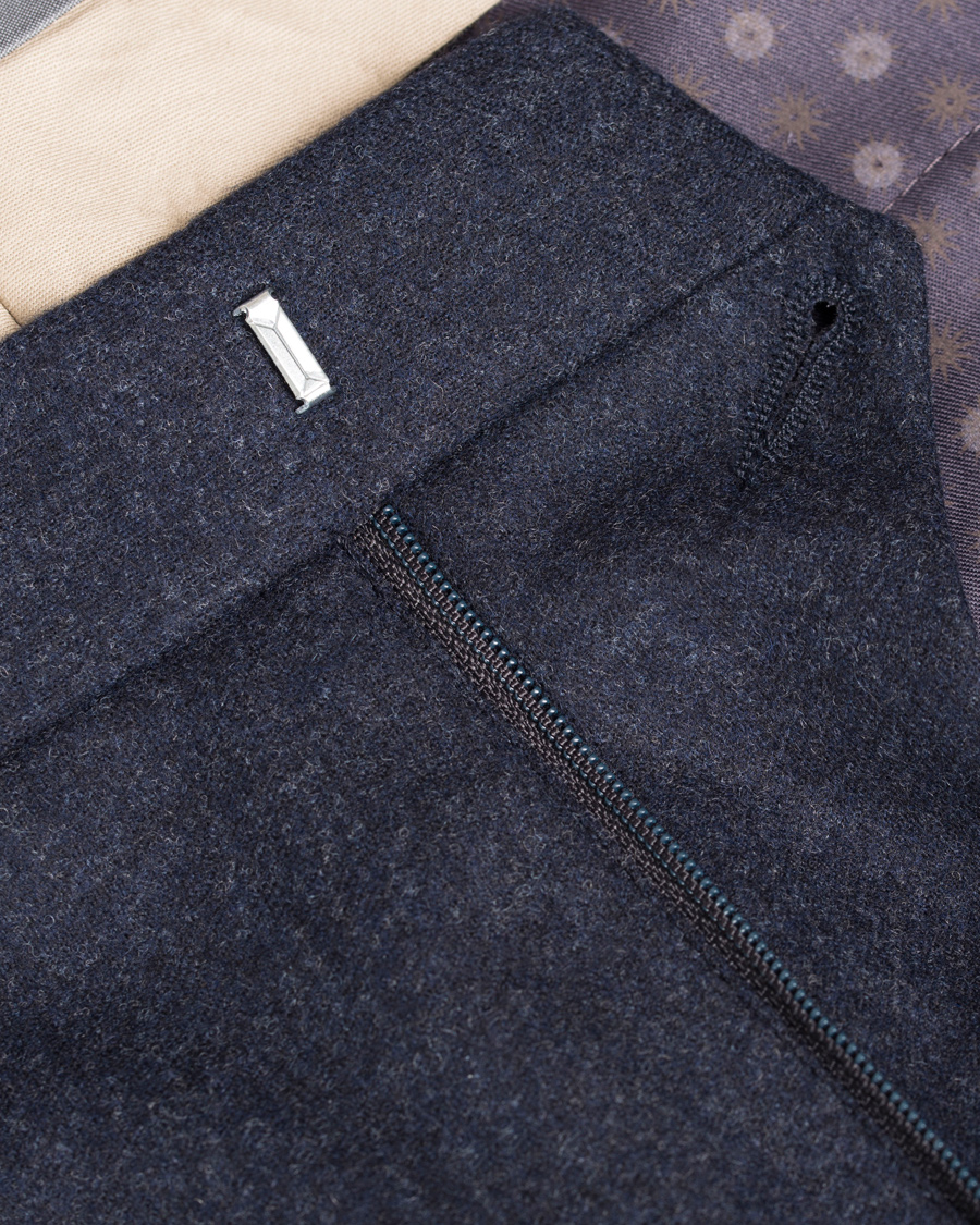 Homme | Pantalons | Oscar Jacobson | Dean Turn Up Flanel Trousers Ink Blue 50