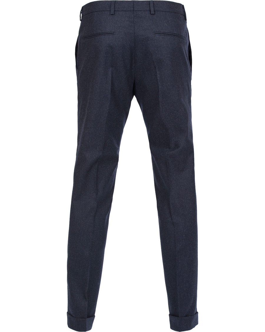 Homme | Pantalons | Oscar Jacobson | Dean Turn Up Flanel Trousers Ink Blue 50