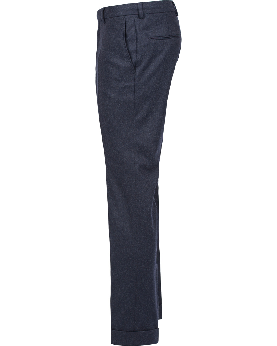 Homme | Pantalons | Oscar Jacobson | Dean Turn Up Flanel Trousers Ink Blue 50