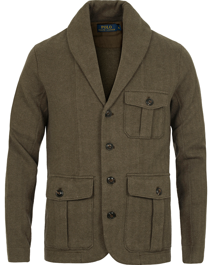 Homme | Pulls Et Tricots | Polo Ralph Lauren | Herringbone Shawl Cardigan Olive